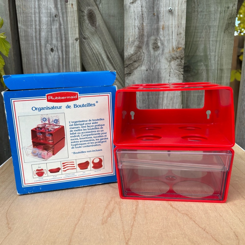 Rubbermaid Vintage Red Baby Bottle Organizer With Drawer